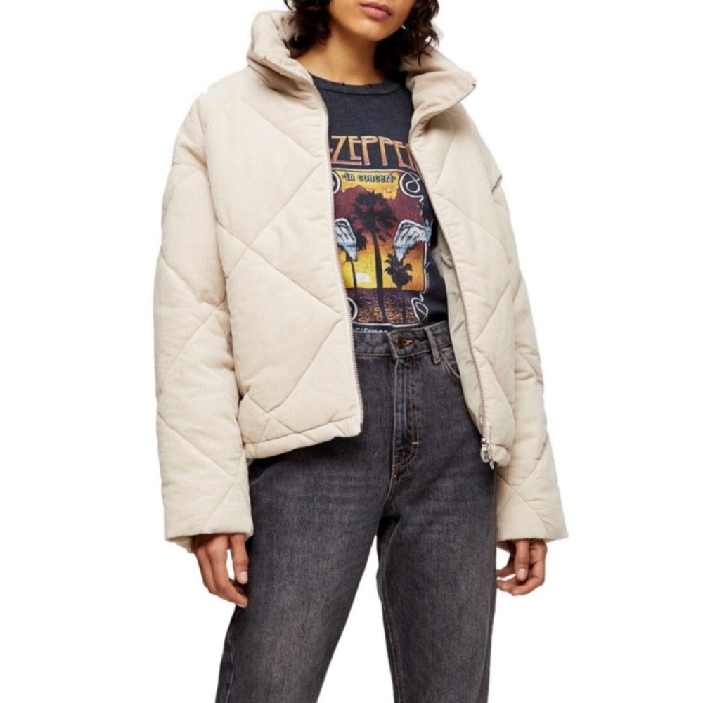 Topshop Corduroy Puffer Jacket